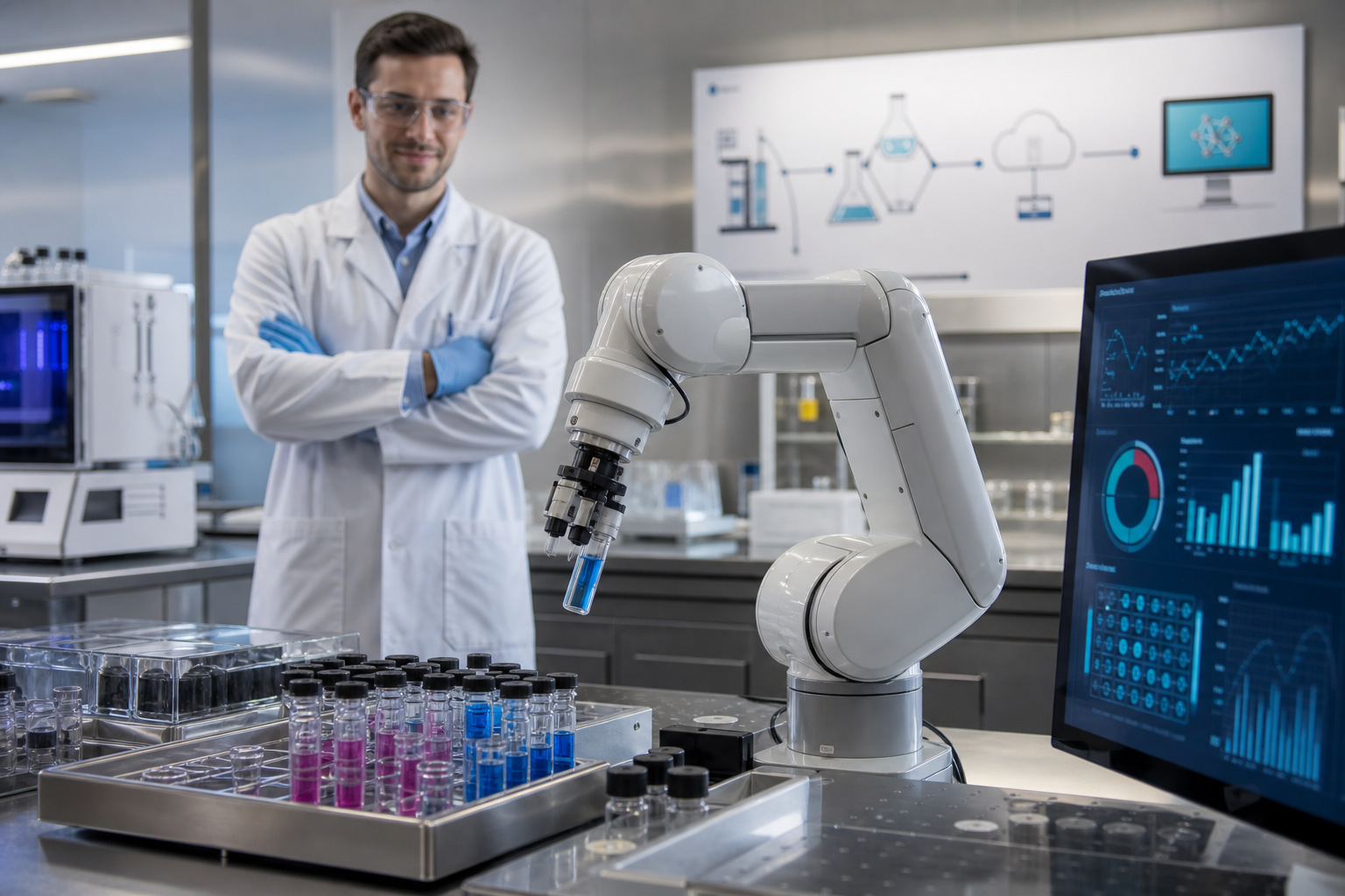 Man at the lab doing testing